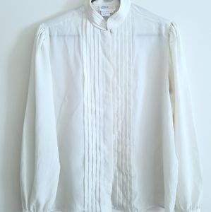 Cream Vintage Button Up Blouse